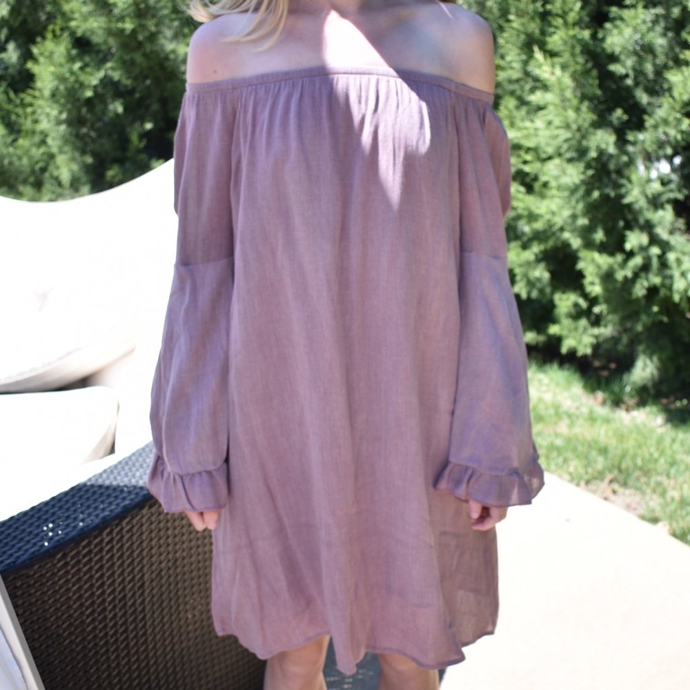 off the shoulder pink dress